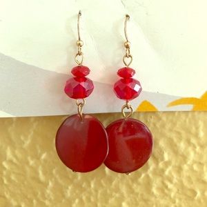 🌞💰Red and gold stone earrings